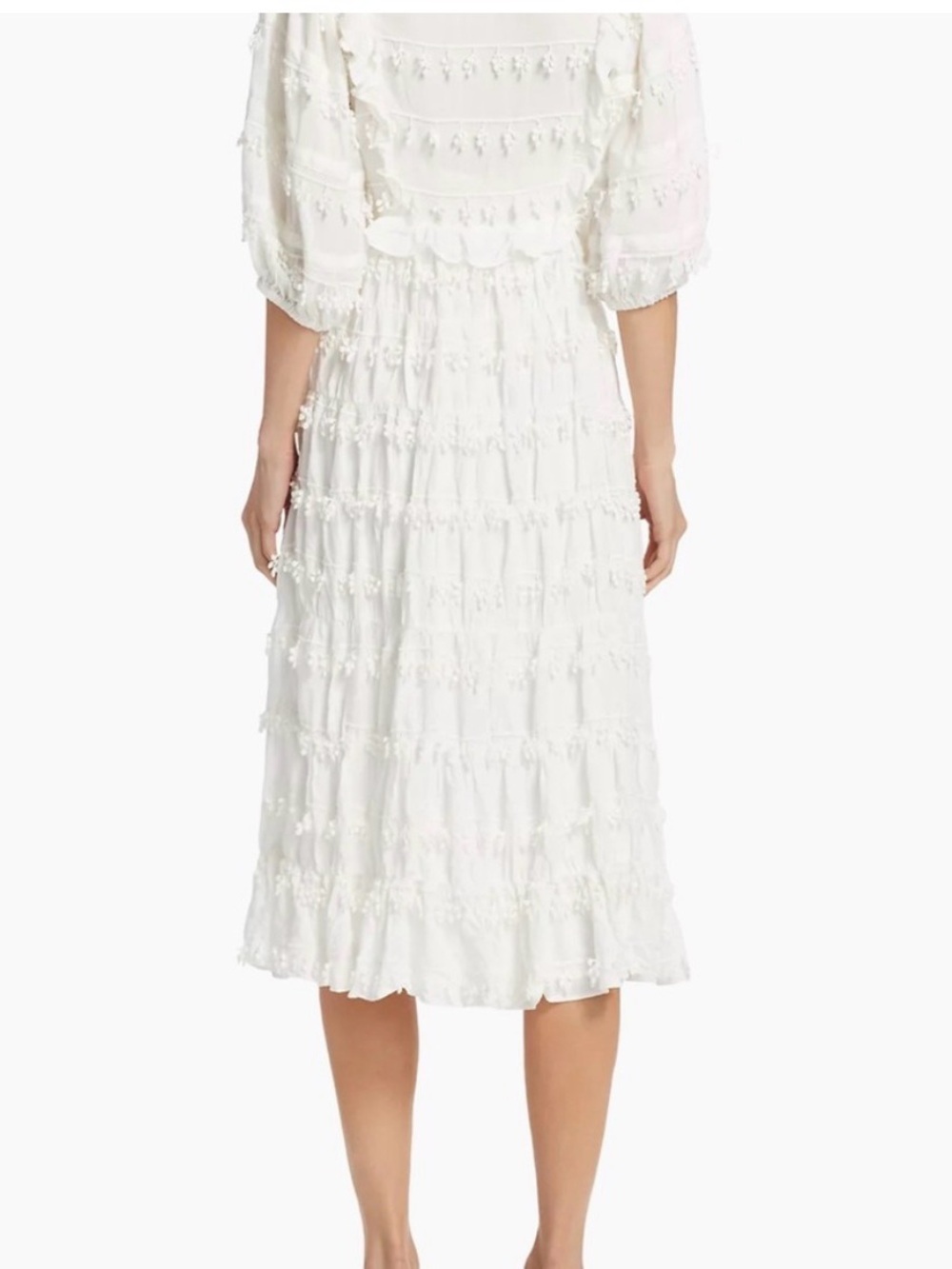FARM Rio white Tiered Midi Dress with V-Neck - Picture 10 of 12